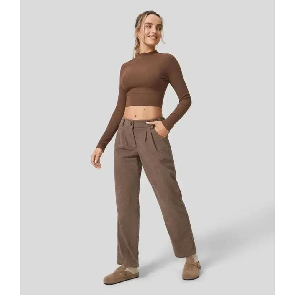 Halara NWT‎ Mid Rise Button Zipper Side Pocket Corduroy Pants - Size Small